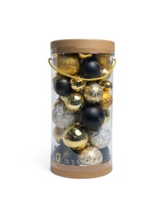 CONF 50 SFERE BLACK GOLD PLASTICA MISURE MISTE