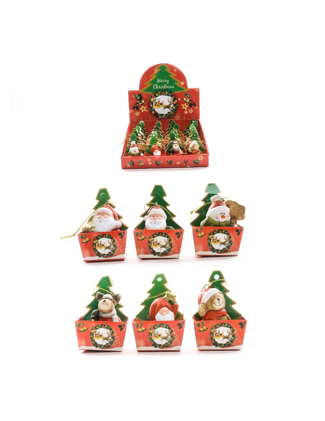 PENDENTE NATALIZIO TERRACOTTA 6CM ASSORTITO CON BORSETTA