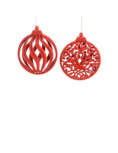 PENDENTE ROSSO FLOCCATO PLASTICA 14X17CM ASSORTITO