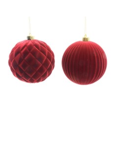 SFERA BORDEAUX FLOCCATA PLASTICA 15CM ASSORTITO
