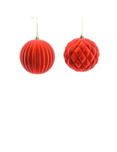 SFERA ROSSA FLOCCATA PLASTICA 10CM ASSORTITO