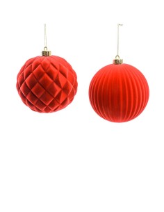 SFERA ROSSA FLOCCATA PLASTICA 15CM ASSORTITO