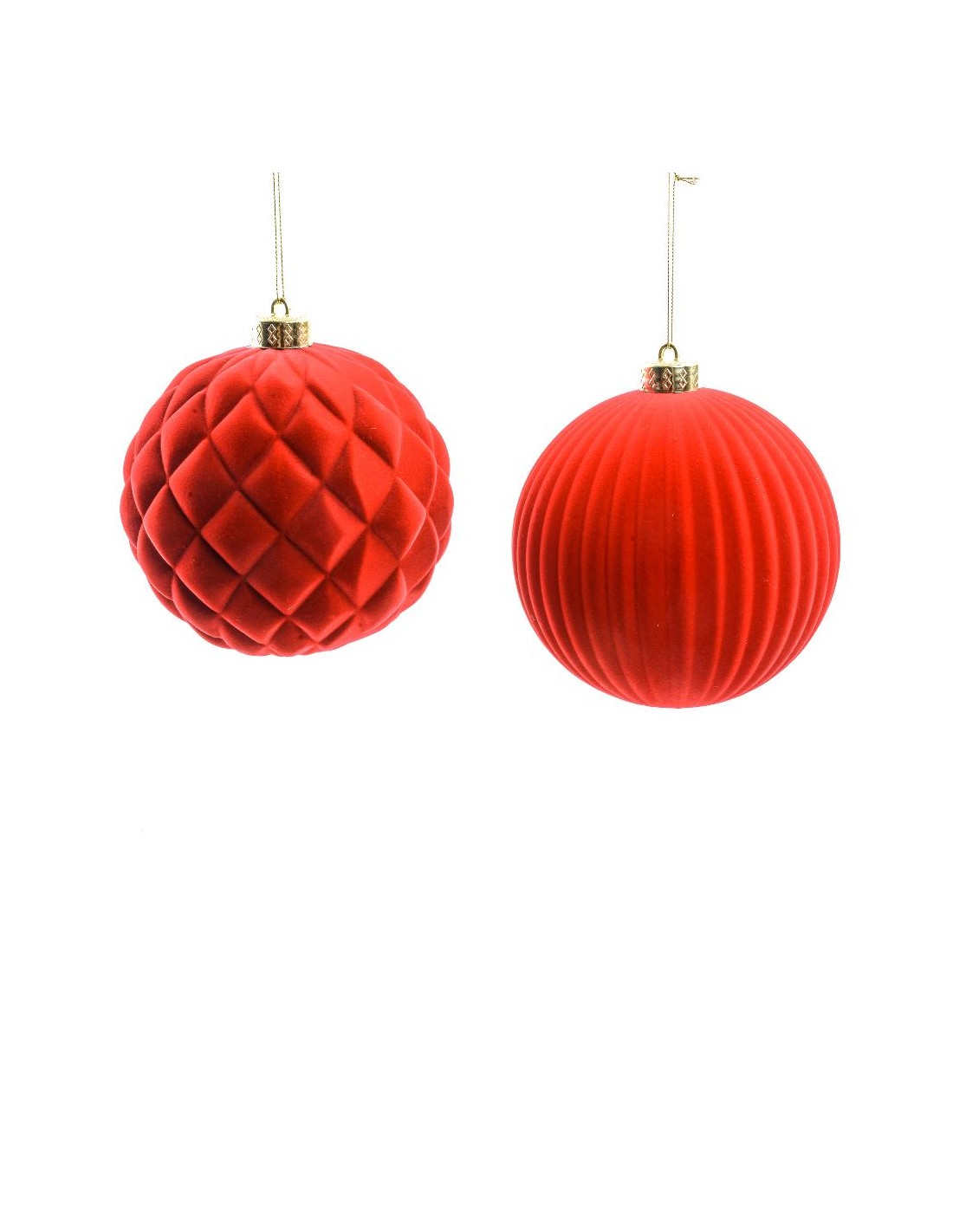 SFERA ROSSA FLOCCATA PLASTICA 15CM ASSORTITO