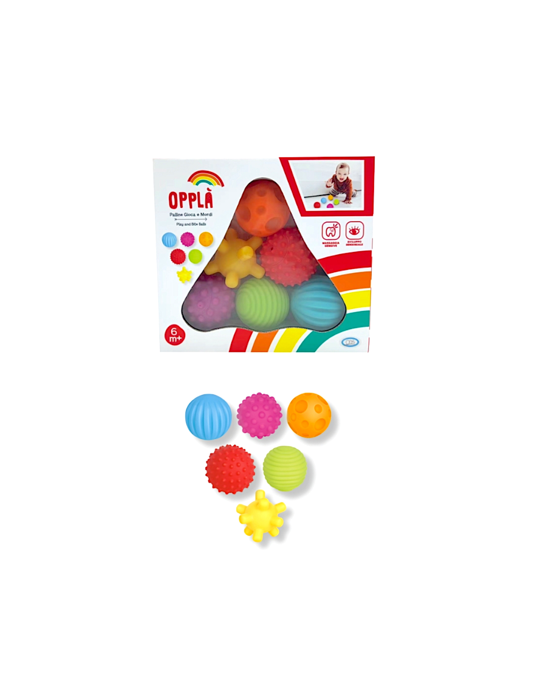 OPPLA SET 6 PALLINE GIOCA E MORDI