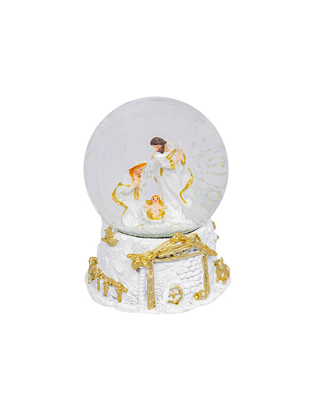 Decorazione palla di neve di Natale 10x13cm con natività in resina - La magia di Natale a casa tua