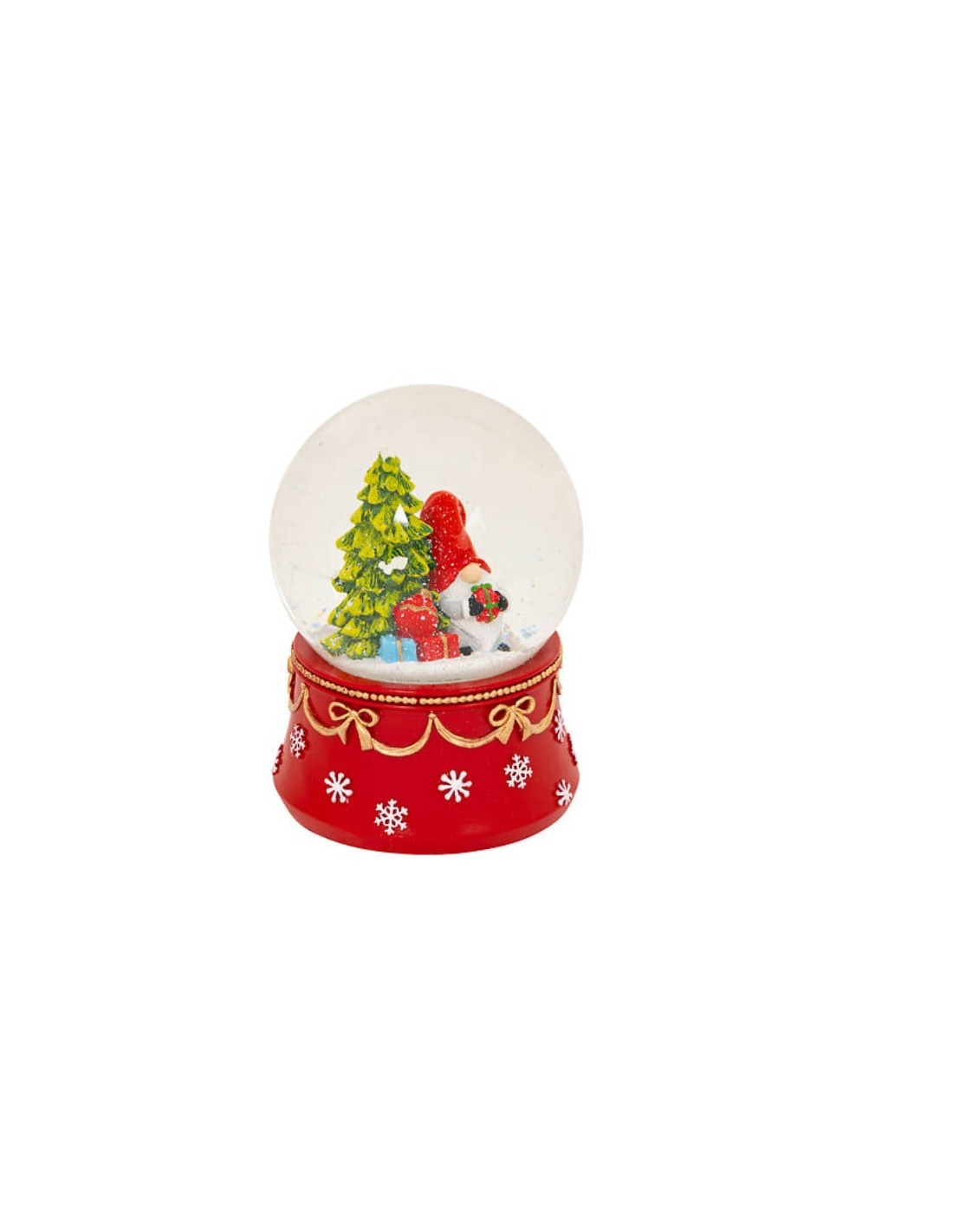 Decorazione palla di neve di Natale 10x14cm gnomo in resina assortita - La magia di Natale a casa tua