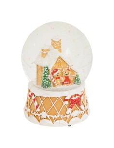 Decorazione palla di neve di Natale Ø10x13,8cm casetta Pan di Zenzero in poliresina - La magia di Natale a casa tua