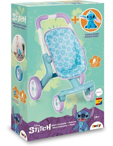 PASSEGGINO STITCH IN METALLO CON PELUCHE, MANIGLIA ERGONOMICA, RUOTE PIROETTANTI, MULTIDIREZIONALI, BAMBINI 18+ MESI