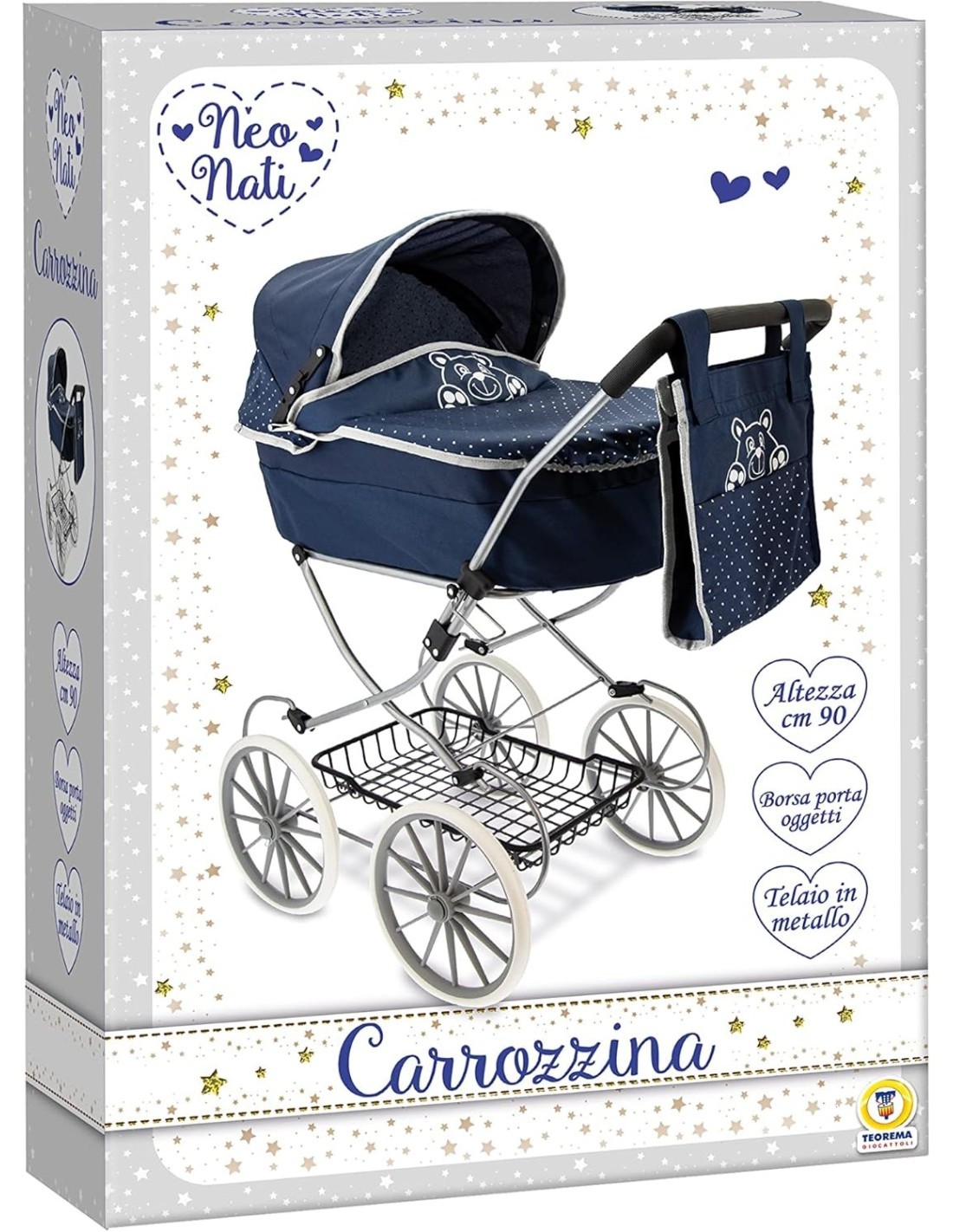 CARROZZINA 74256 BLUE METALLO 90CM CON BORSETTA su TreG Ingrosso