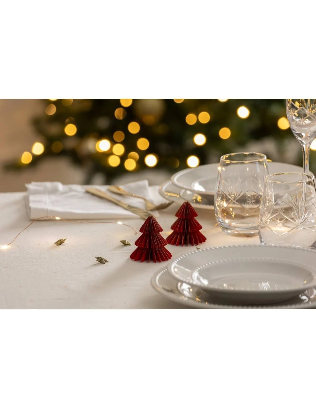 Decorazione set 2 alberelli di Natale rossi 6x6cm in carta - La magia di Natale a casa tua