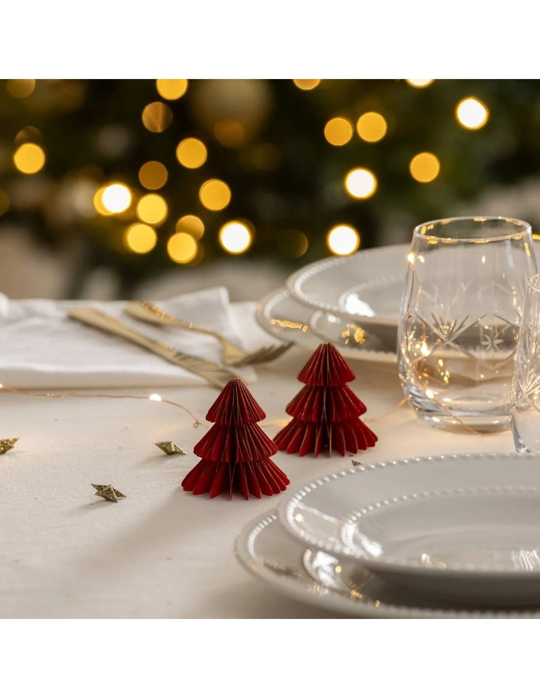 Decorazione set 2 alberelli di Natale rossi 6x6cm in carta - La magia di Natale a casa tua
