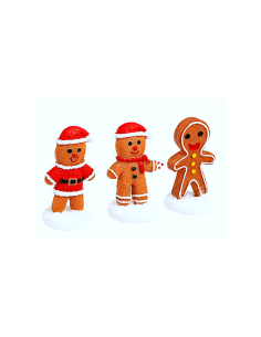 Decorazione set 3 santon di Natale Pan di Zenzero 4x2x5cm - La magia di Natale a casa tua