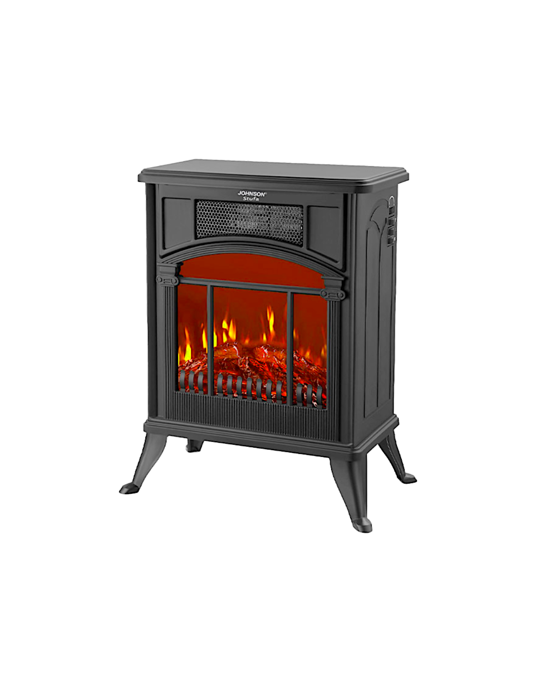 Johnson Stufa – Caminetto Elettrico con Effetto Fiamma e Termostato Regolabile