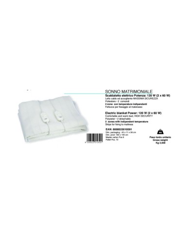 Johnson Sonno – Termocoperta Elettrica Matrimoniale 2x60W con Doppio Controllo