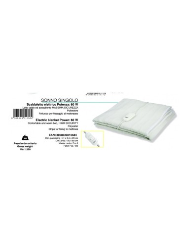 Johnson Sonno – Termocoperta Elettrica Singola 150x80 cm 60W