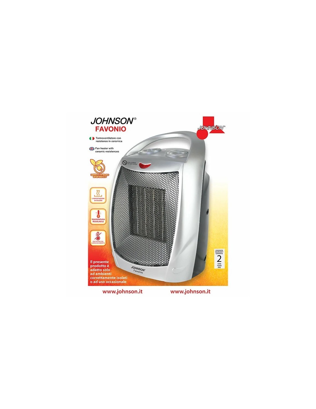Johnson Favonio – Termoventilatore Ceramico Compatto 750/1500W