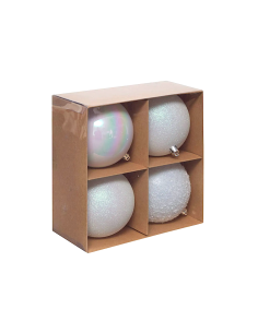 Decorazione set 4 palline di Natale bianche Ø10cm in plastica Svea - La magia di Natale a casa tua