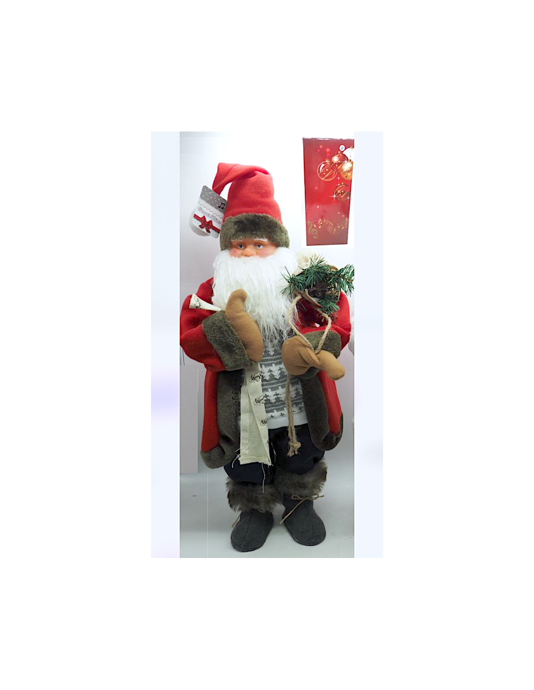 BABBO NATALE 60CM VESTE PANNO/LANA MUSICA E MOVIMENTO