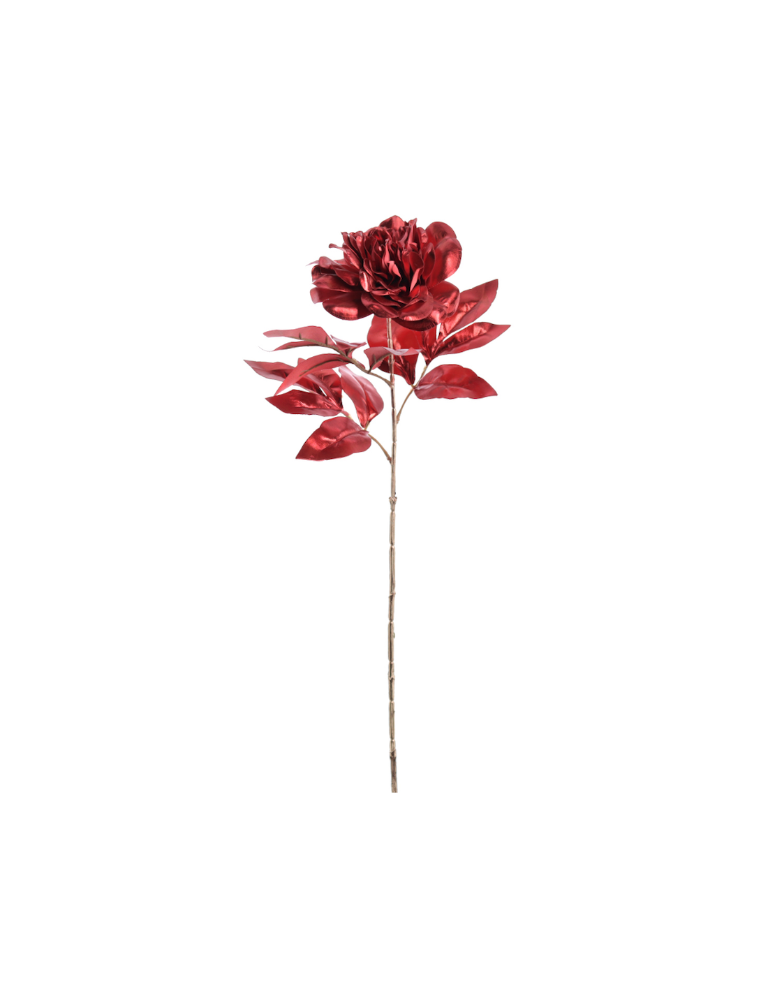FIORE 8000-08 PEONIA ROSSA FOGLIE ROSSE