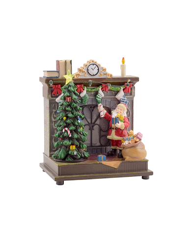VILLAGGIO 79052 BABBO CON CAMINETTO CON LED 17X13X20CM