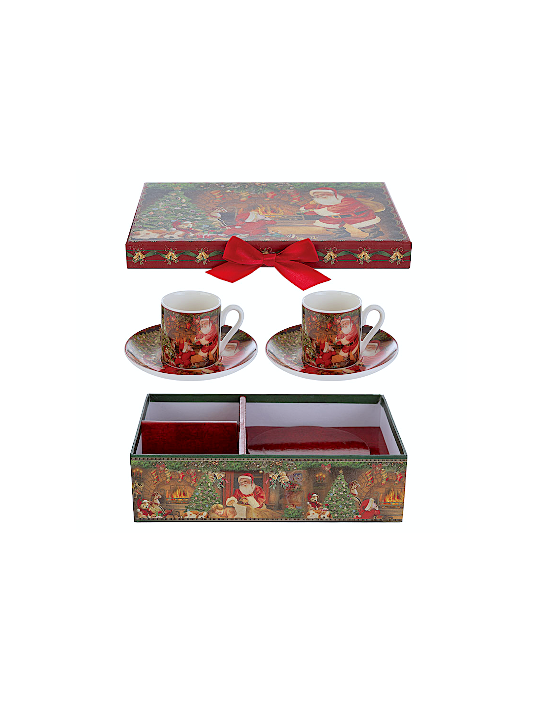 SET 2 TAZZINE+PIATTINO CAFFE' PORCELLANA