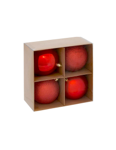 Decorazione set 4 palline di Natale rosse Ø10cm in plastica Svea - La magia di Natale a casa tua