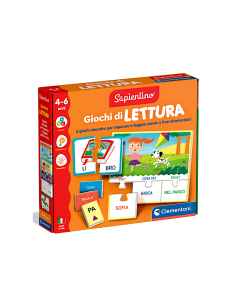 CLEMENTONI, SAPIENTINO GIOCHI DI LETTURA, 6 ATTIVITÀ EDUCATIVE, SCATOLA 37X28X5 CM, BAMBINI 4-6 ANNI