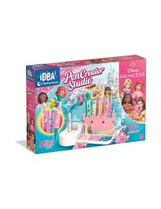 IDEA LABORATORIO DELLE PENNE DISNEY PRINCESS, KIT CREATIVO, PERSONALIZZAZIONE, 50+ ACCESSORI, 8 PENNE, BAMBINI 6+ ANNI