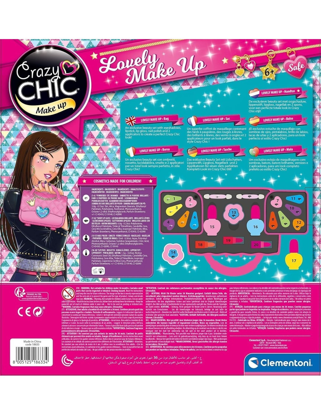 CRAZY CHIC 18743 SET BORSETTA MAKE UP su TreG Ingrosso