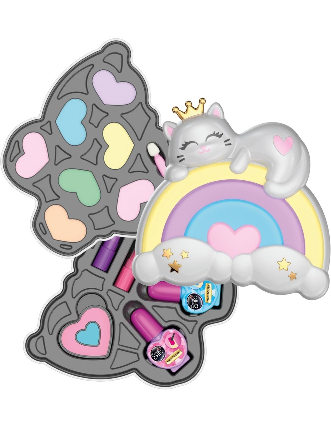 CRAZY CHIC MAKE-UP ARCOBALENO, CLEMENTONI, COFANETTO TRUCCHI, 6+ ANNI, 14X14X10 CM