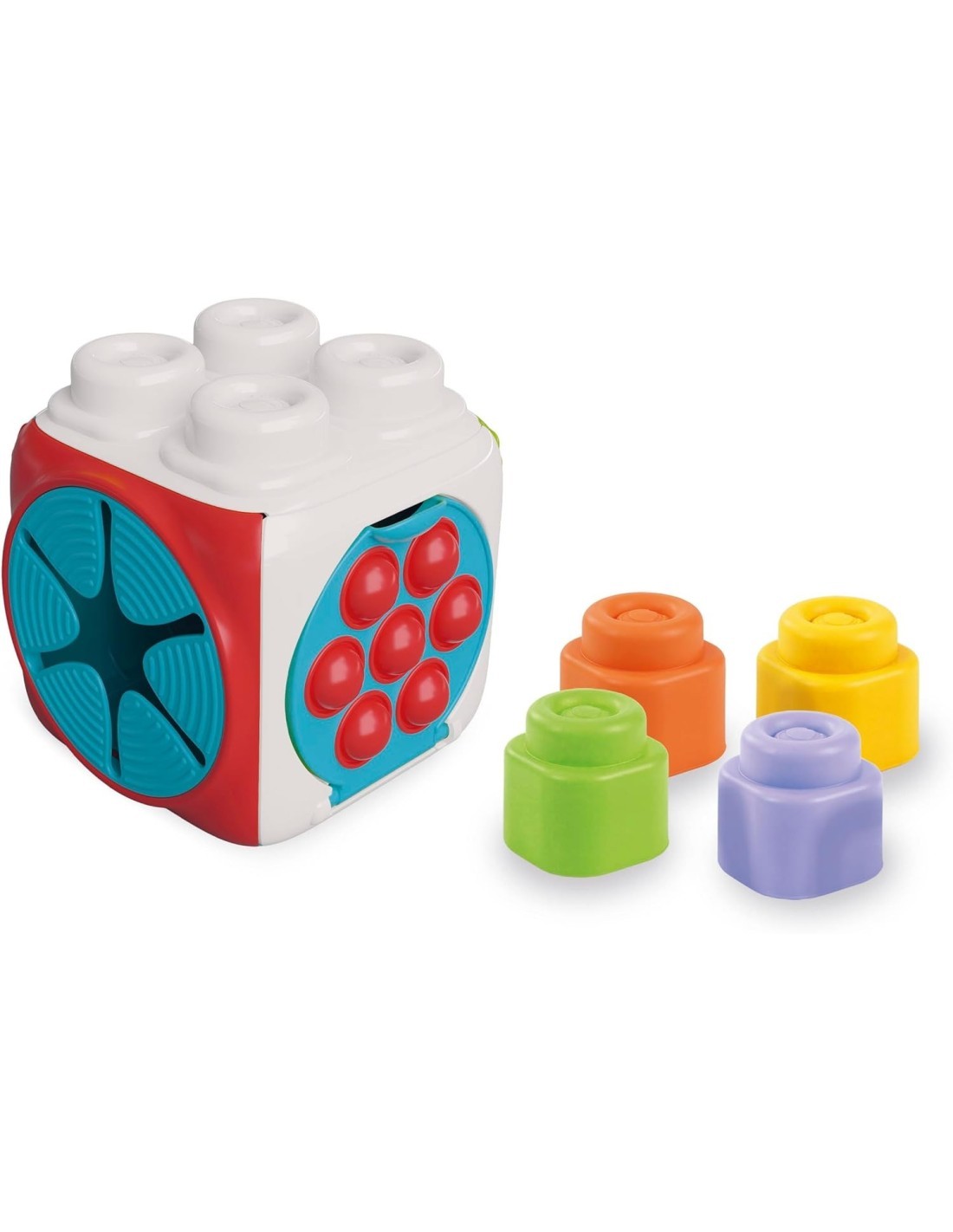 CLEMMY CUBO SENSORIALE, COSTRUZIONI, SENSORIALI, GIOCO EDUCATIVO, 6 MESI+, 20X20X20 CM