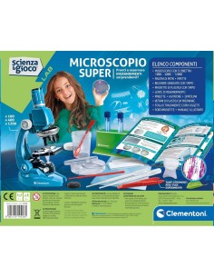 SCIENZA E GIOCO CLEMENTONI, MICROSCOPIO SUPER, KIT SCIENTIFICO, BAMBINI 8+ ANNI, 100X, 400X, 1200X, 33X25X10 CM 2