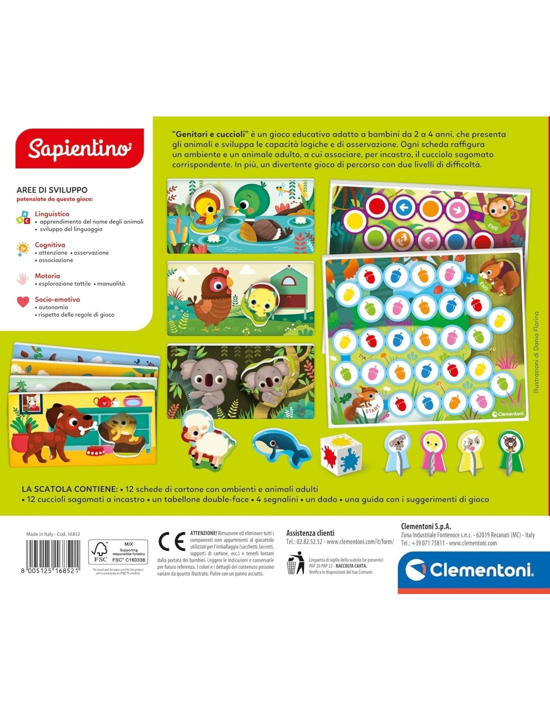 SAPIENTINO, GENITORI E CUCCIOLI, GIOCO EDUCATIVO BAMBINI 2-4 ANNI FLASHCARDS RICONOSCERE ANIMALI PICCOLI