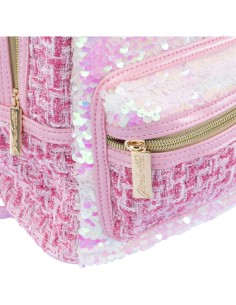 Girabrilla Tweed Zainetto Rosa – Zaino Bambina con Paillettes Reversibili 2