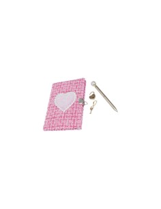 Girabrilla Tweed Diario Segreto Rosa – Quaderno con Cuore in Paillettes e Lucchetto