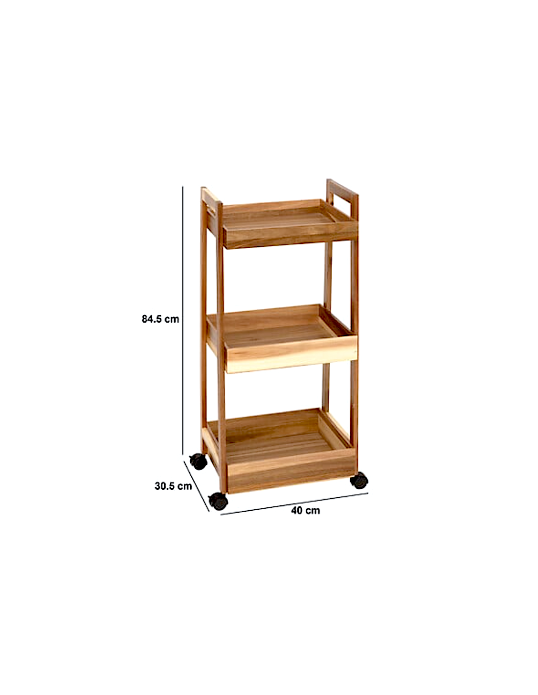 CARRELLO 190144 3 PIANI 40X30X84CM ACACIA/MDF