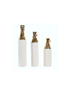 VASO JR221818 2 MIS METALLO 13X57CM BIANCO/ORO