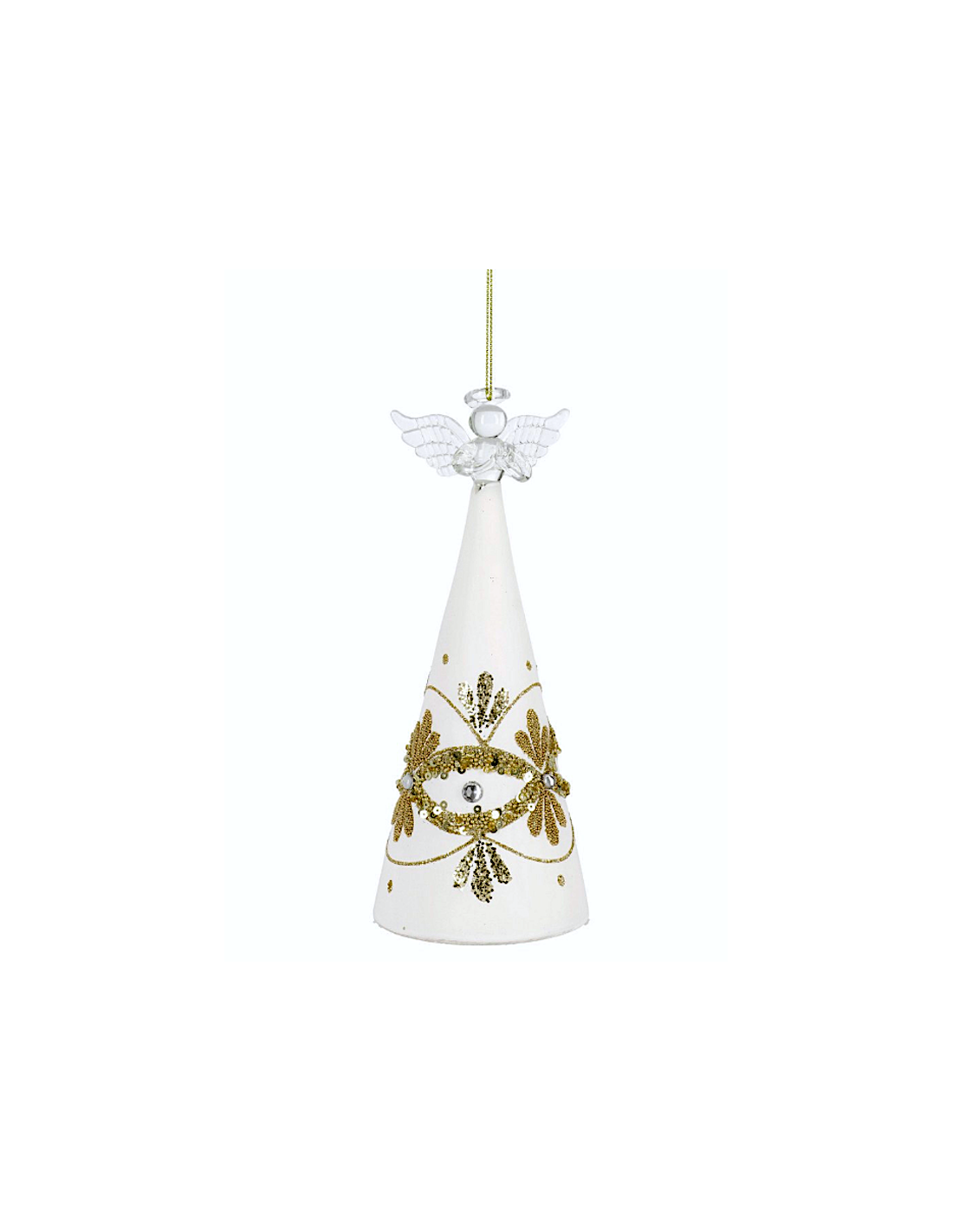 PENDENTE GARISH VETRO BIANCO 19CM CON ANGELO