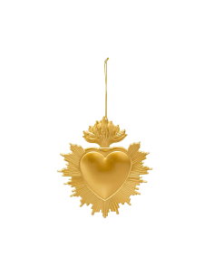Decorazione pendente cuore di Natale ex-voto 12x14cm in metallo dorato - La magia di Natale a casa tua