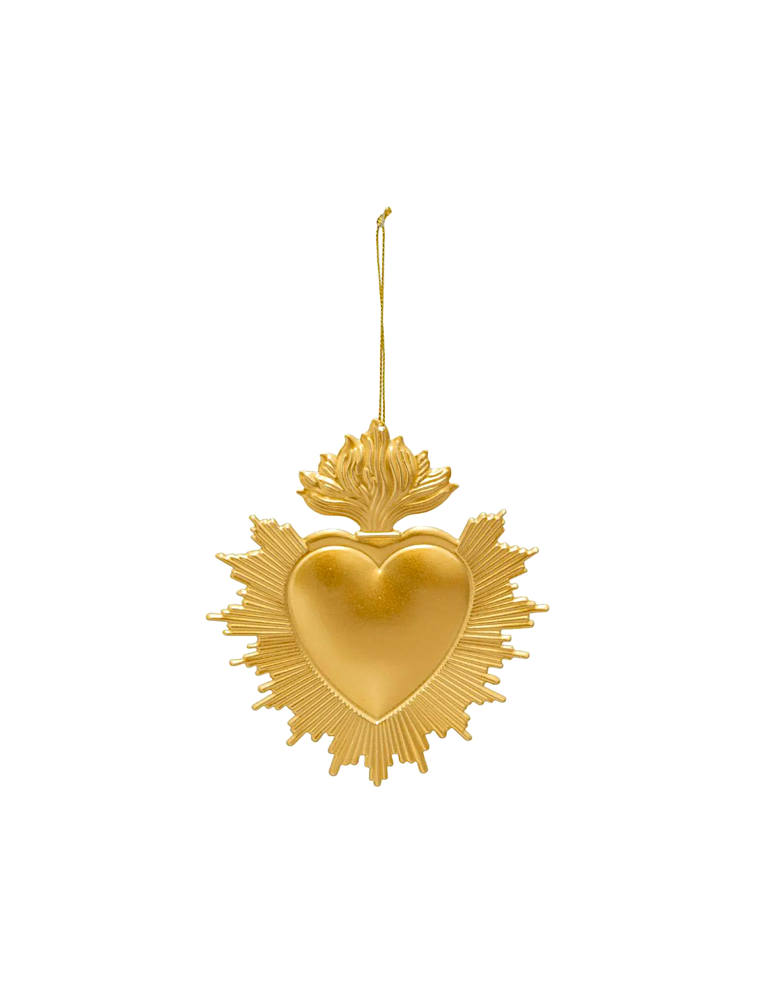 Decorazione pendente cuore di Natale ex-voto 12x14cm in metallo dorato - La magia di Natale a casa tua