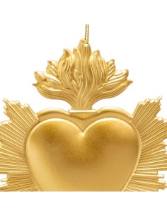 Decorazione pendente cuore di Natale ex-voto 12x14cm in metallo dorato - La magia di Natale a casa tua 2