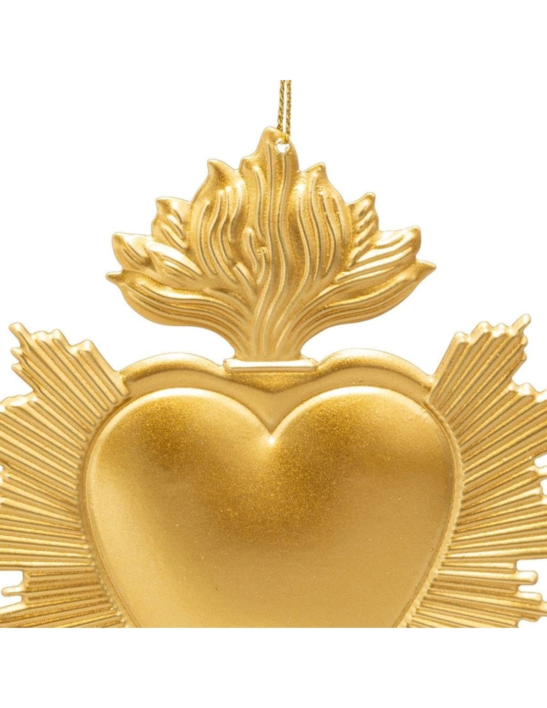 Decorazione pendente cuore di Natale ex-voto 12x14cm in metallo dorato - La magia di Natale a casa tua