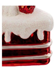 Decorazione pendente di Natale pezzo di torta 8cm in vetro rosso e bianco - La magia di Natale a casa tua 2