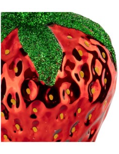 Decorazione pendente di Natale fragola in vetro rosso 8cm - La magia di Natale a casa tua 2