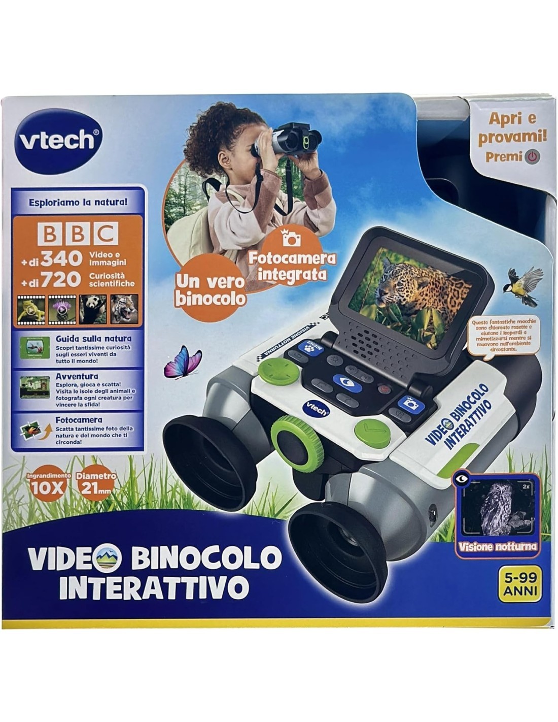 VIDEO BINOCLO INTERATTIVO, 6 MODALITÀ DI GIOCO, SCHERMO LCD, 5-12 ANNI