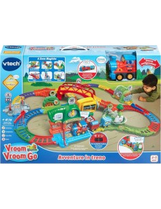 VROOM VROOM GO AVVENTURE IN TRENO, TRENO ELETTRICO, LOCOMOTIVA MOTORIZZATA, VAGONI, OSTACOLI 2