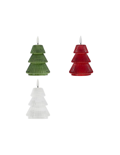 CANDELA LED ALBERO VETRO 8X13CM ASSORTITO