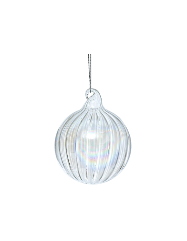 SFERA RIGATA 7,5CM VETRO TRASPARENTE