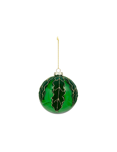 SFERA FOGLIA 10CM VETRO VERDE