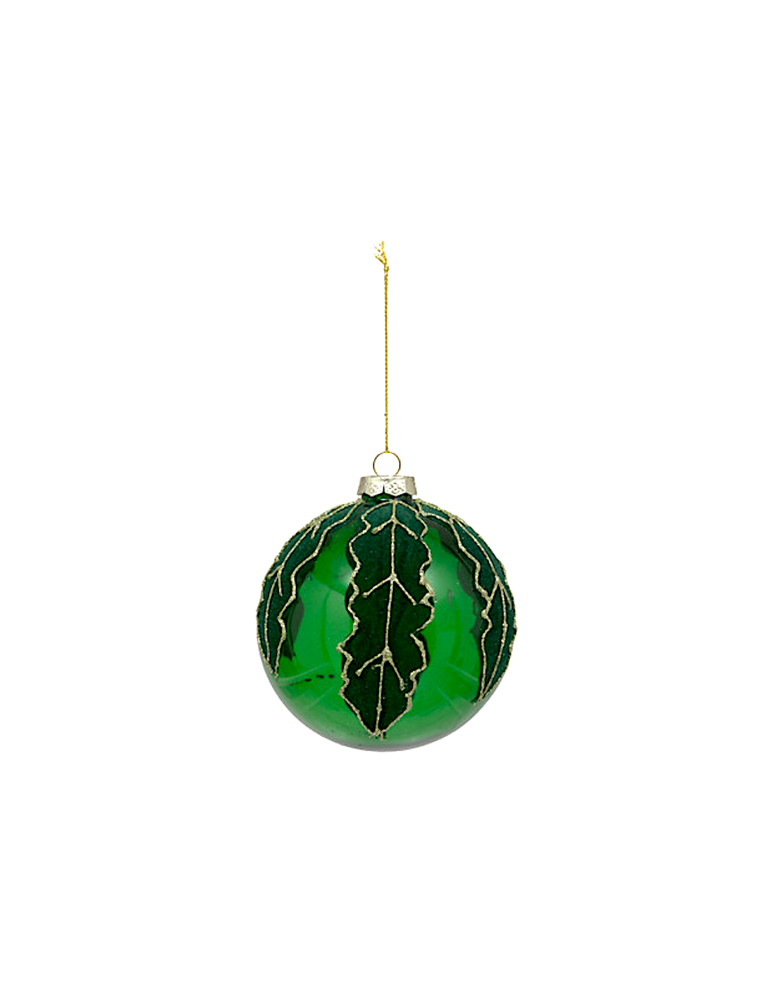 SFERA FOGLIA 10CM VETRO VERDE